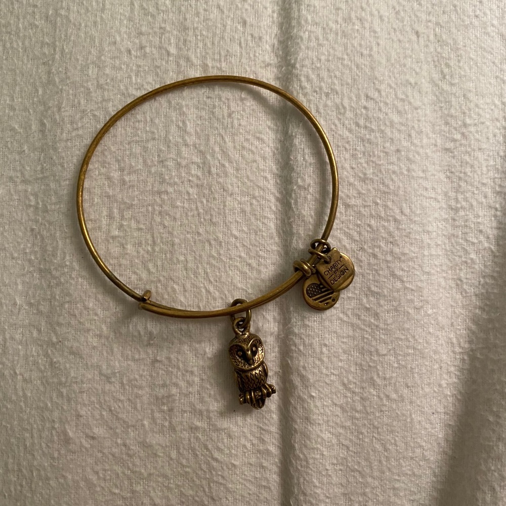 Gold Alex & ani owl bracelet